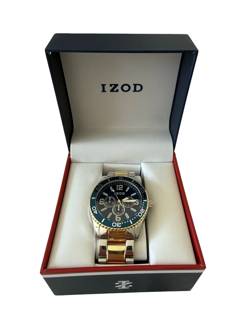 Izod Men's Blue Dial Two Tone Wristwatch New In Box